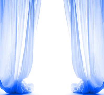 blue curtains with free white space