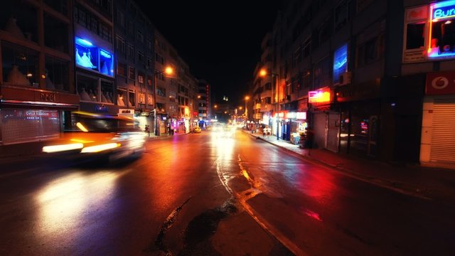 traffic time lapse at istanbul night