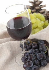 red wine and grapes