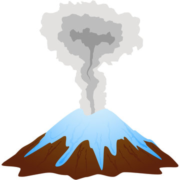 Smoking volcano mountain top.