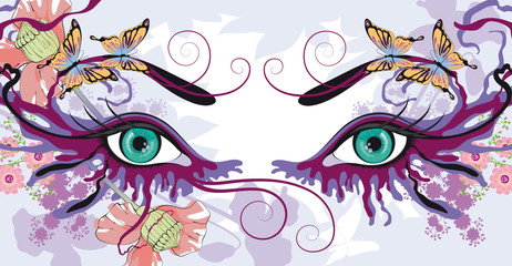 eyes with floral designs
