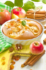 Homemade apple pie with cinnamon