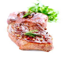 Meat. Grilled Beef Steak Isolated on White