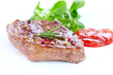 Meat. Grilled Beef Steak Isolated on White
