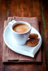 Cup of espresso with biscotti