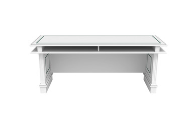 White wooden writing table isolated on white