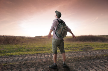 man hiking