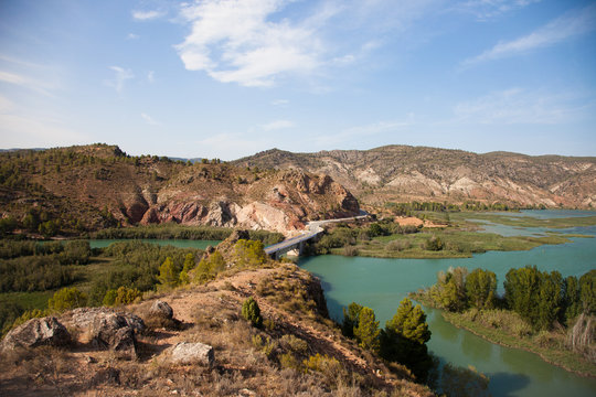 Jucar and Cabriel rivers in Cofrentes, Spain.