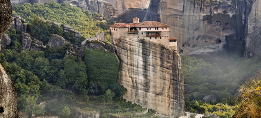 Hanging monastery at Meteora of Kalampaka in Greece