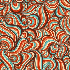 Behang Retro wervelingen naadloos patroon © Danussa