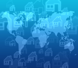 Home button on world map background