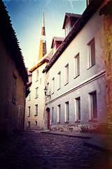 Vintage style photo of old european street