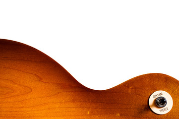 Pattern wood of electric guitar on white background