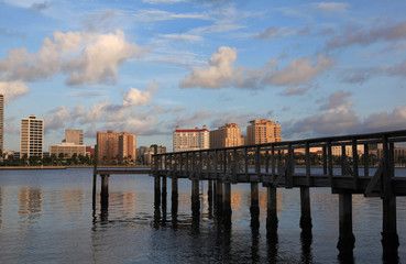 Fototapeta premium Wooden pier at West Palm Beach, Florida, USA