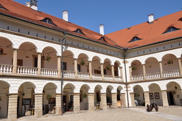 Renaissance castle courtyard in Niepolomice Poland