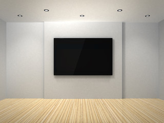 TV in the white room - obrazy, fototapety, plakaty