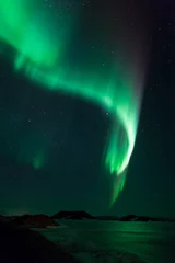 Door stickers Northern Lights Northern lights over frozen lake Myvatn in Iceland
