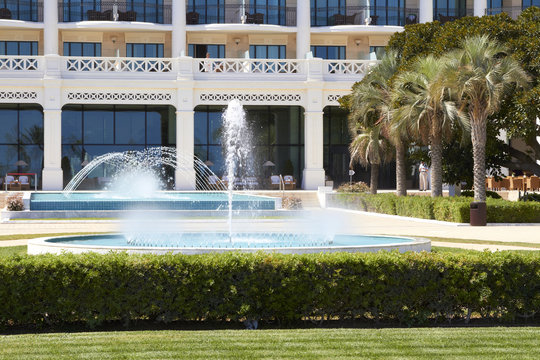 Luxury garden with fountain