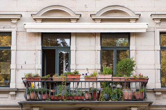 Balkon mit verschiedenen Pflanzen