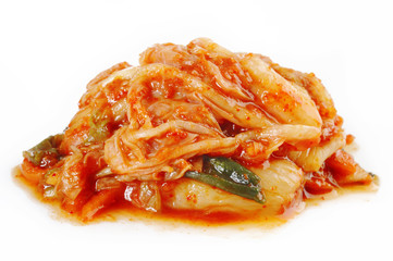 Kimchi on white background