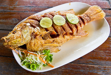 fired fish with fishsauce delicious thai food