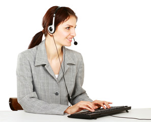 Customer service operator isolated on white background