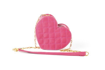 Pink handbag heart shape.