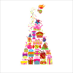 Christmas Greeting Card Colorful Present