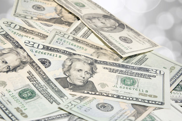 Pile of US Twenty Dollar Bills