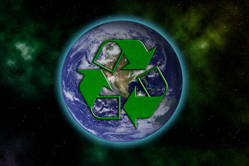Recycle logo with earth