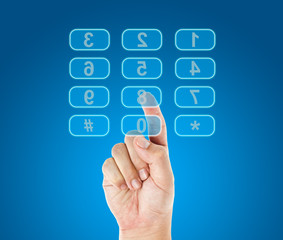 Hand push reverse telephone buttons
