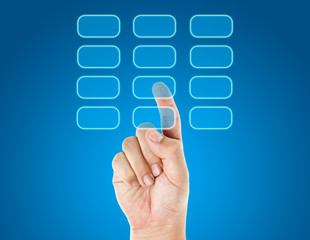 Hand push transparent buttons