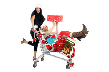 two women Christmas shopping