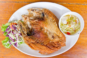 fired fish with mango sauce delicious thai food