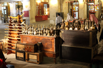 Arabic souvenirs for sale in Souq Waqif, Doha Qatar