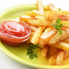 French fries with ketchup