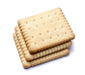 trois biscuits au beurre empilés isolé