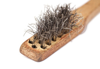 Isolated old wire brush