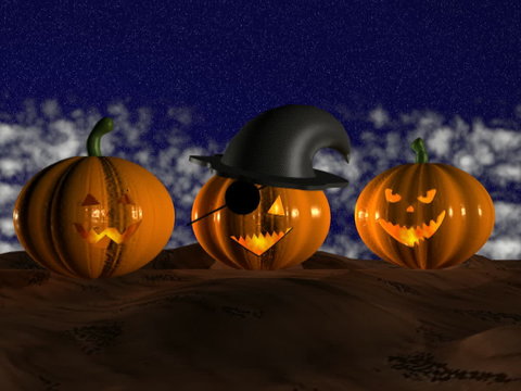 Halloween pumpkins - 3D