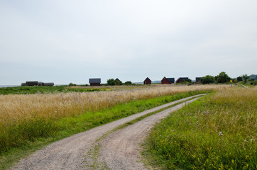 Road to small cabins