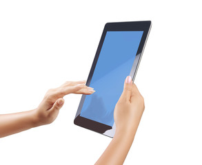 hand holding tablet