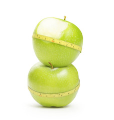 Green apple with measurement