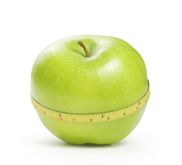 Green apple with measurement