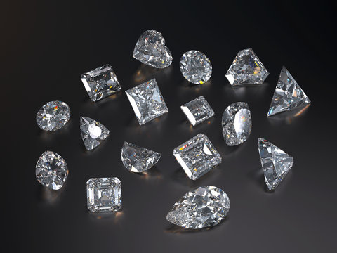 Visualization of various diamond with caustic and refraction