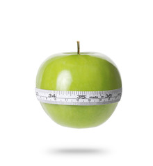 Green apple with measurement