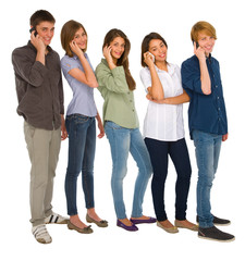 Fototapeta premium teenagers with smartphone