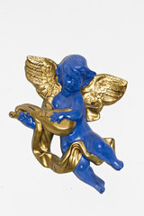 blue angel with golden wings