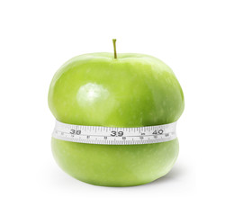 Green apple with measurement