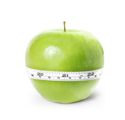 Green apple with measurement