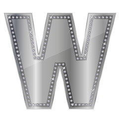 W　アルファベット　ダイヤモンド　銀